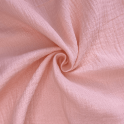 Ткань Муслин Жатый, цвет Нежно-Розовый (на отрез)  в Щекино